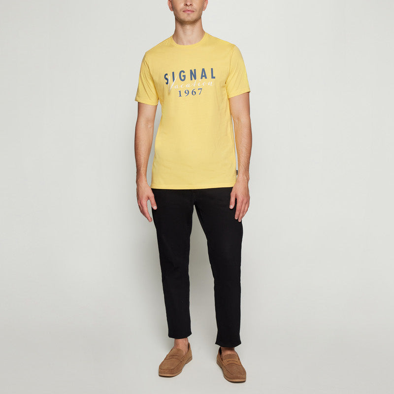 FinnSi Front Print Tee + - Yellow Buff
