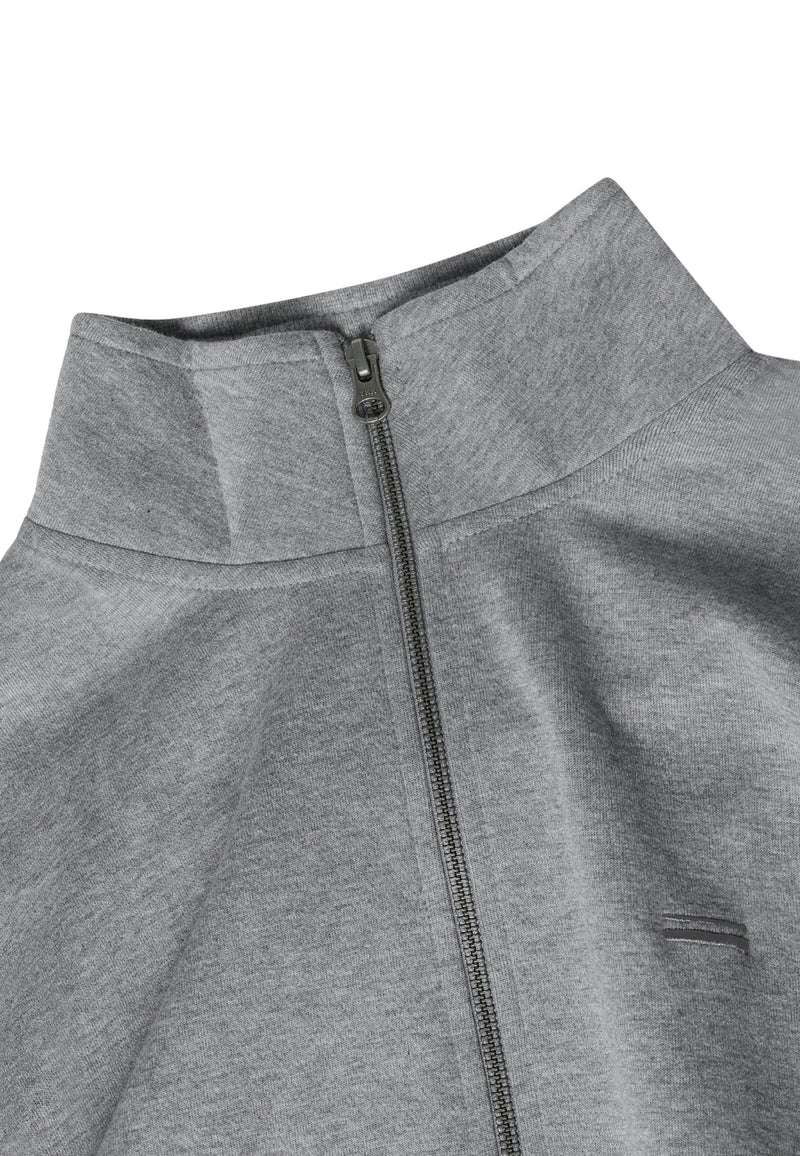 17244 KevinSi Zip Sweat Cardigan - Mid Grey Melange