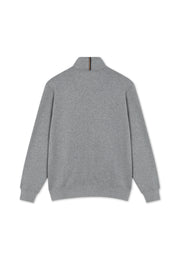17244 KevinSi Zip Sweat Cardigan - Mid Grey Melange