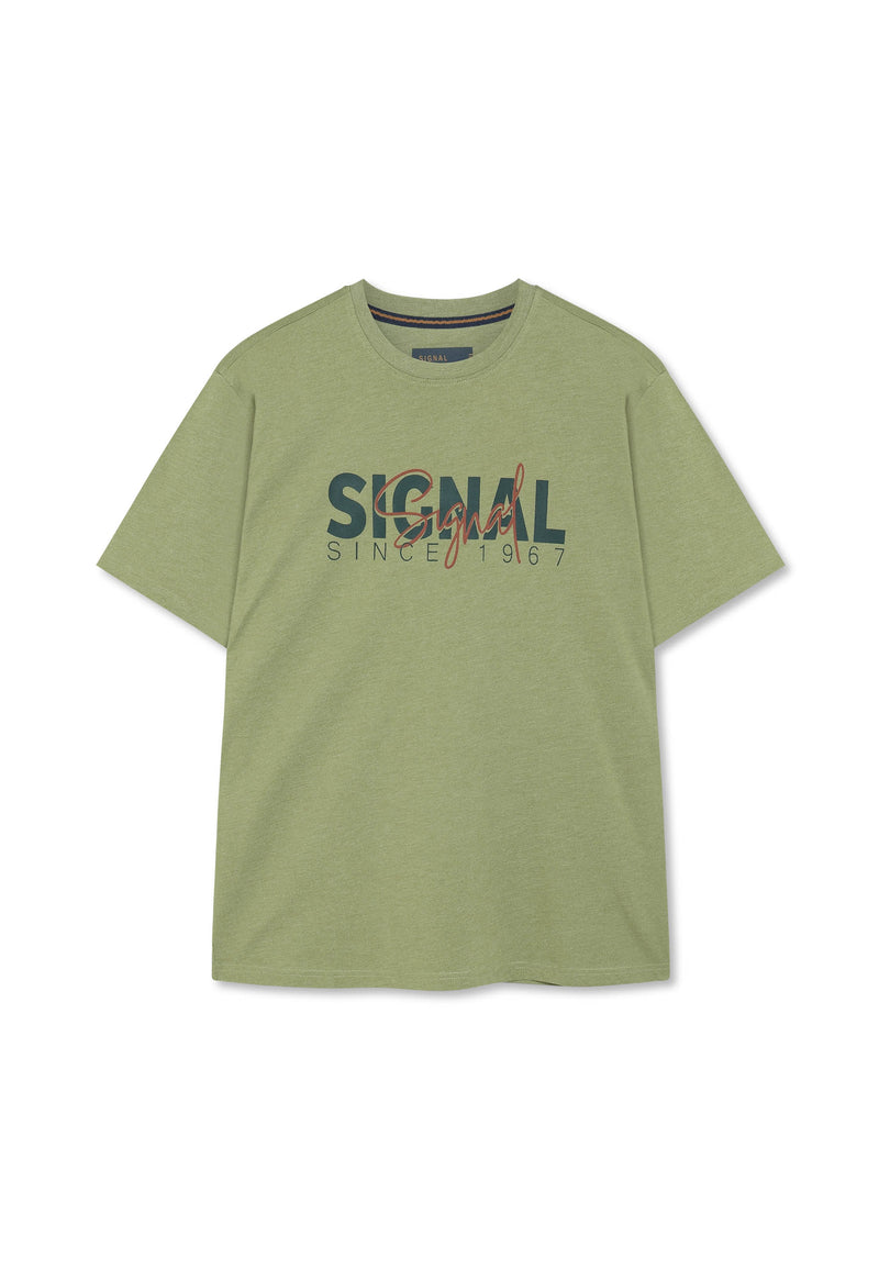 13591 OwenSi Print Tee + - Moss Stone