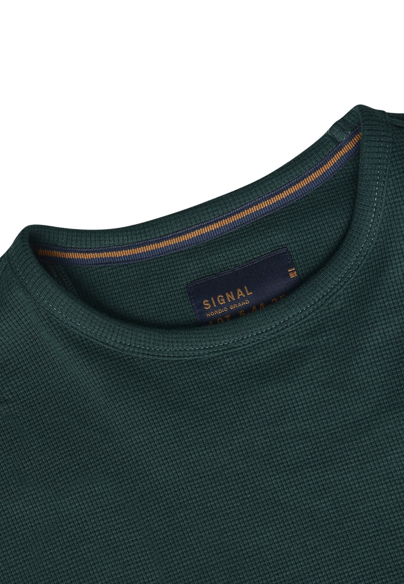 13632 FredSi Waffle Tee LS - Evergreen