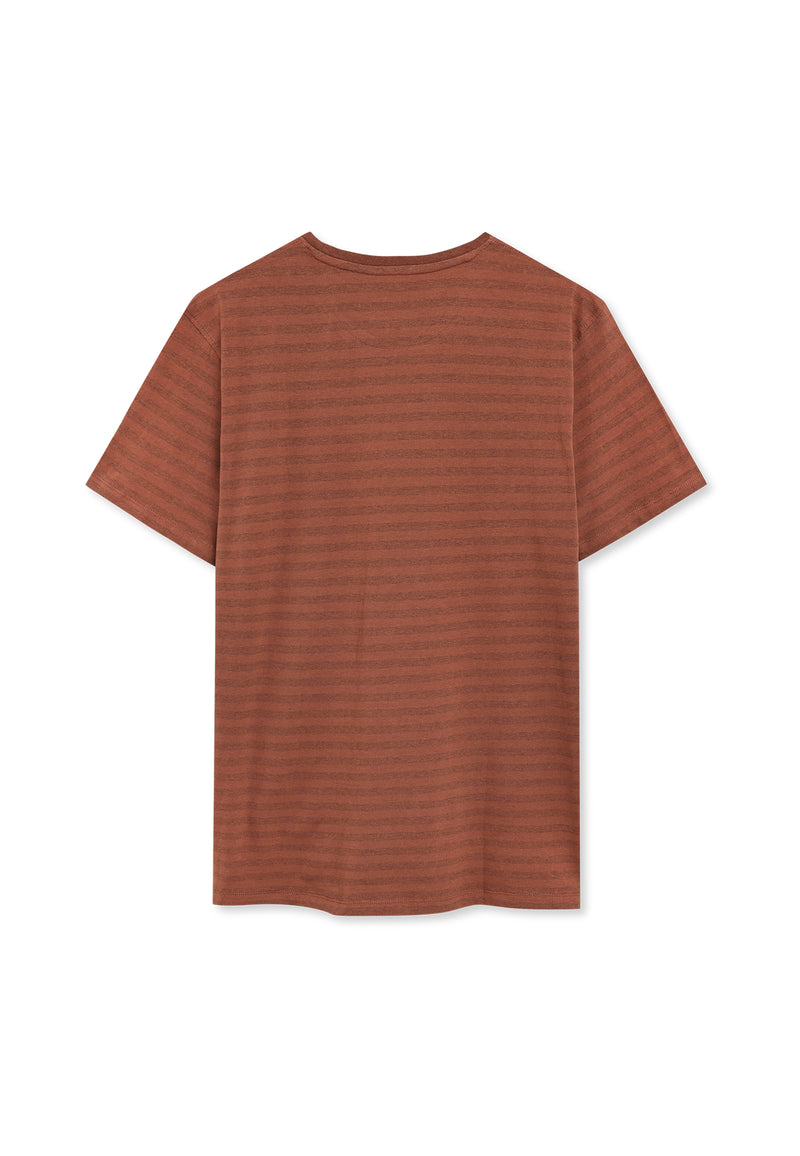13656 LewiSi Subtle Stripe Print - Rusty Red