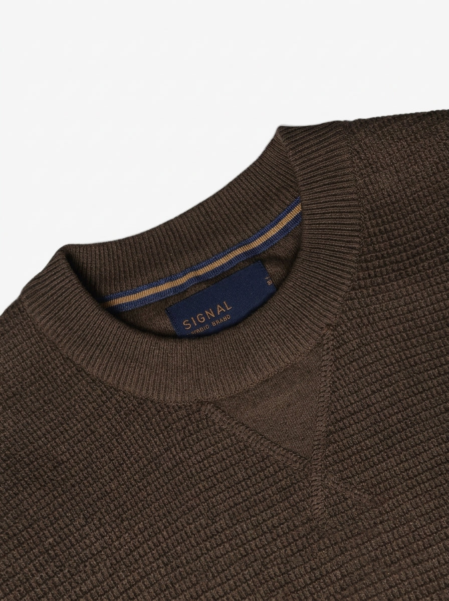12488 ColtonSi V-Stitch Structure + - Brown Coffee