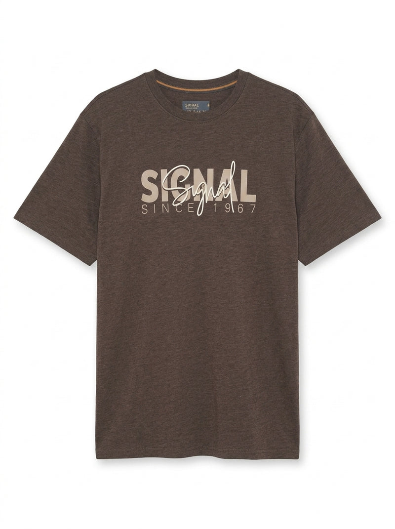 13591 OwenSi Print Tee + - Brown Coffee