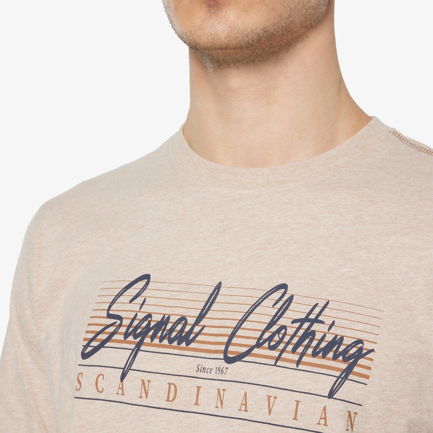 LiamSI Front Print Tee+ - Savanna Sand Melange