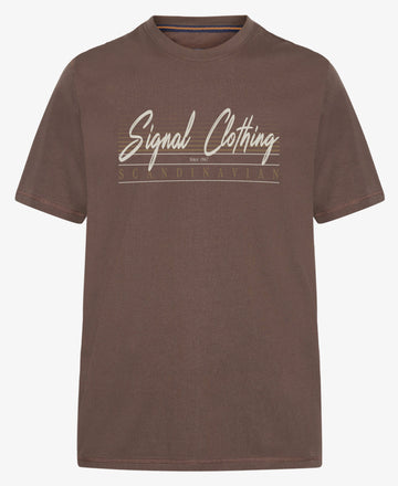 LiamSI Front Print Tee+ - Chocolat Brown Melange