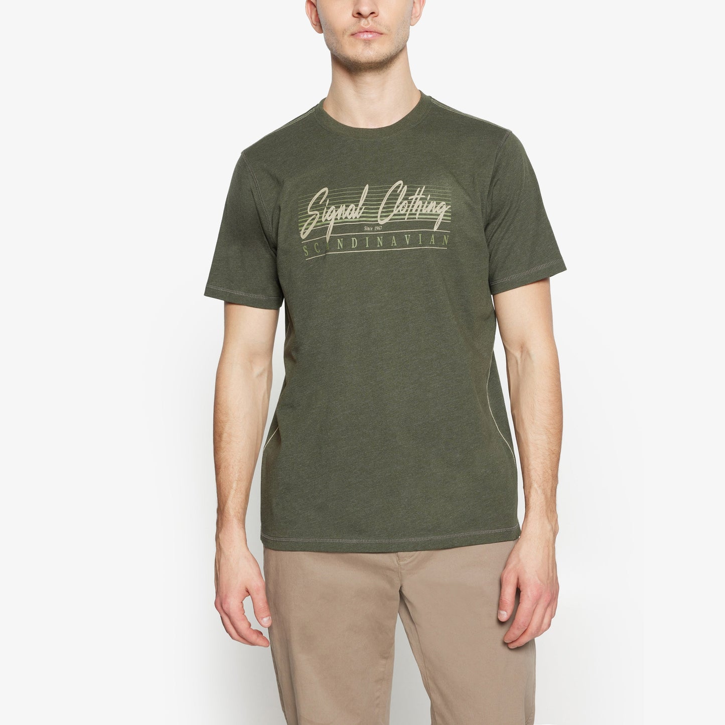 LiamSI Front Print Tee+ - Full Green Melange