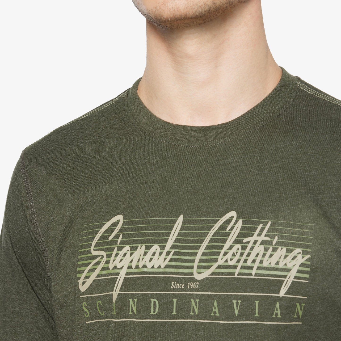 LiamSI Front Print Tee+ - Full Green Melange