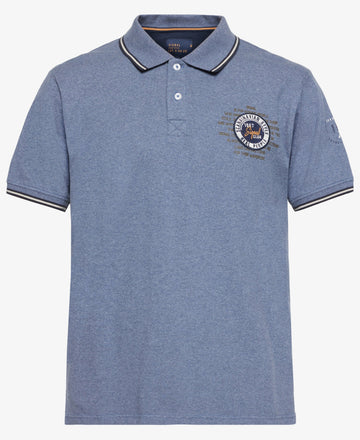 LucasSI Badge Polo - Blue Autumn Melange