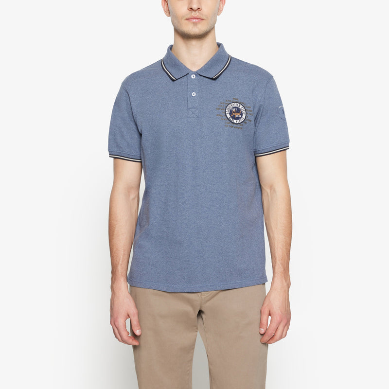 LucasSI Badge Polo - Blue Autumn Melange