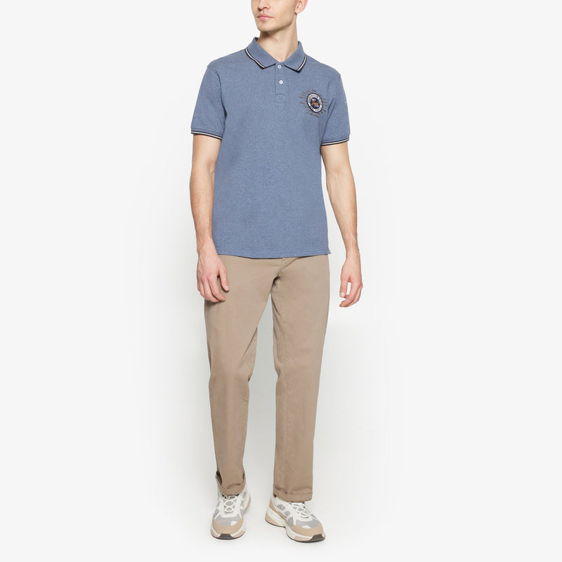 LucasSI Badge Polo - Blue Autumn Melange