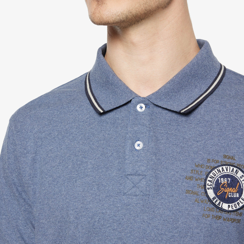 LucasSI Badge Polo - Blue Autumn Melange