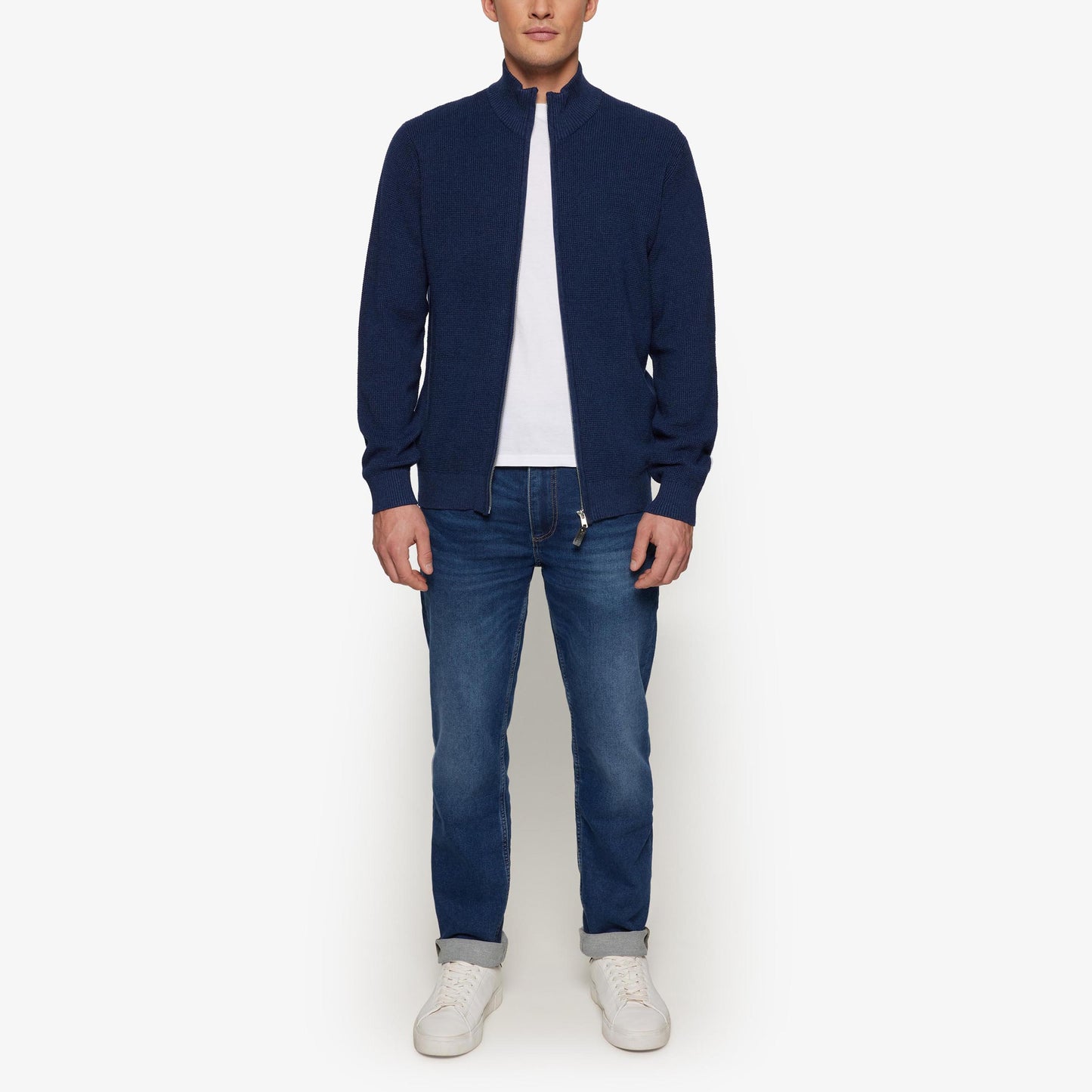 AndersSi Structure Cardigan + - Mid Blue Melange