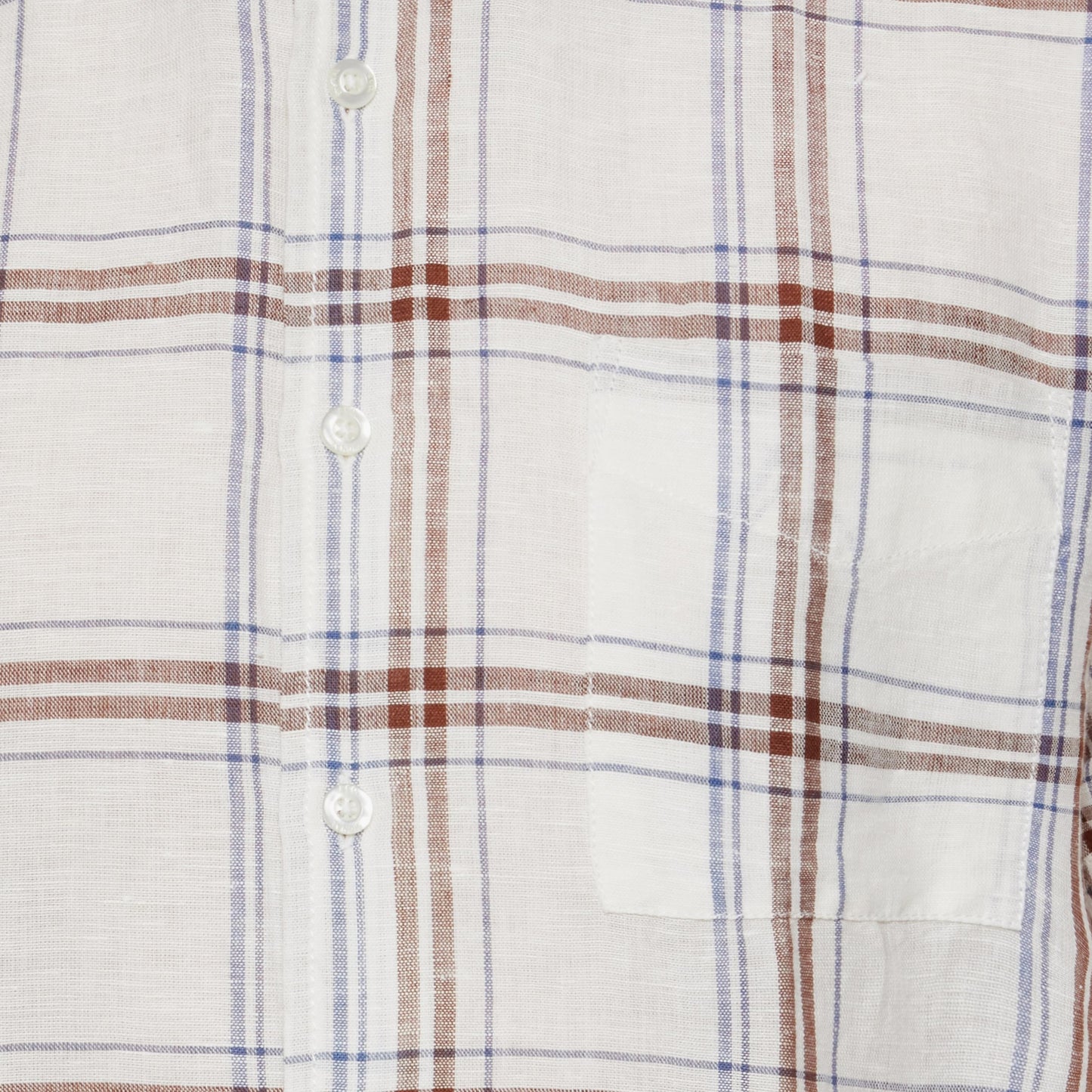 HuginSi Lin Check S/S Shirts - Ivory Cream
