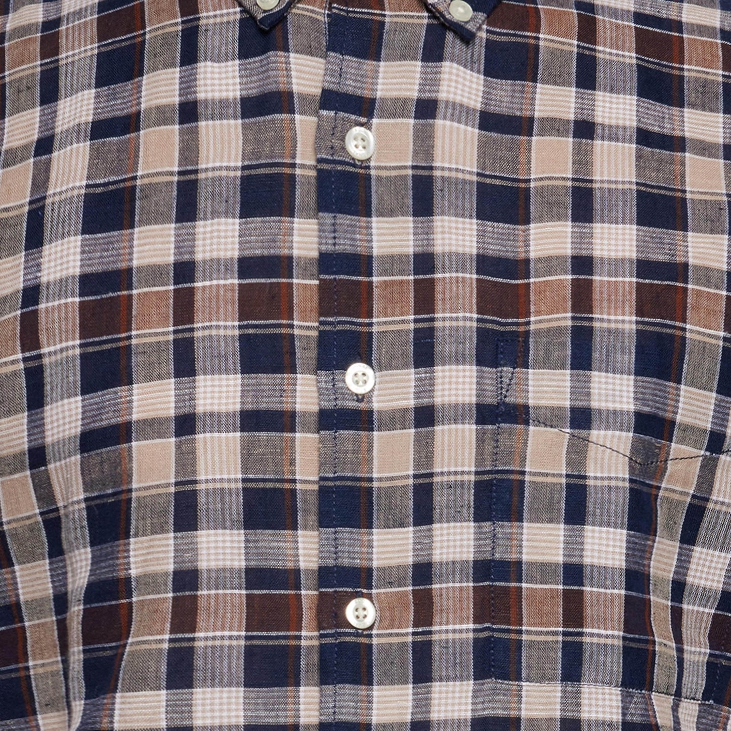 HuginSi Lin Check S/S Shirts - Blue Captain