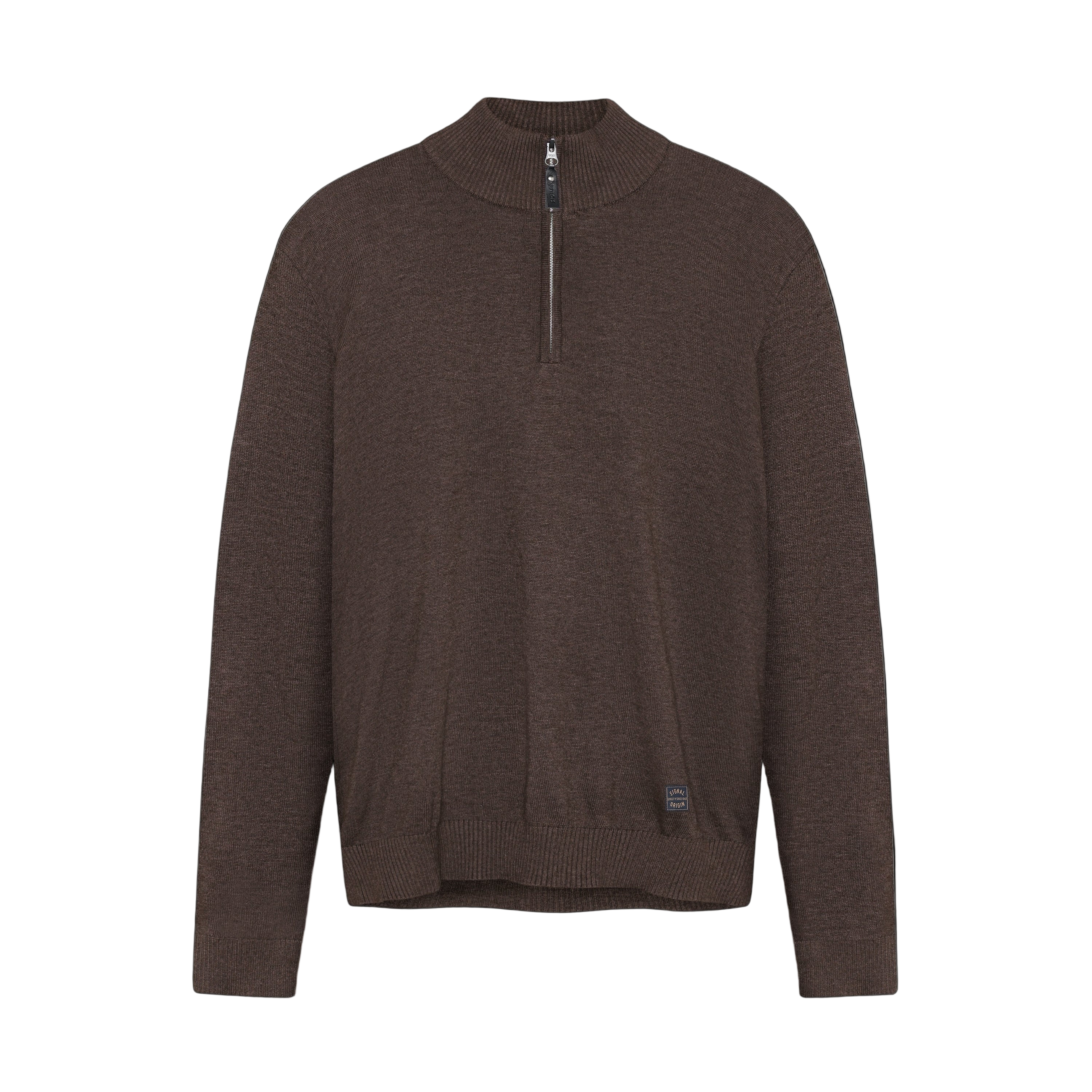 KlausSI Halfzip + Knit - Brown Bark melange