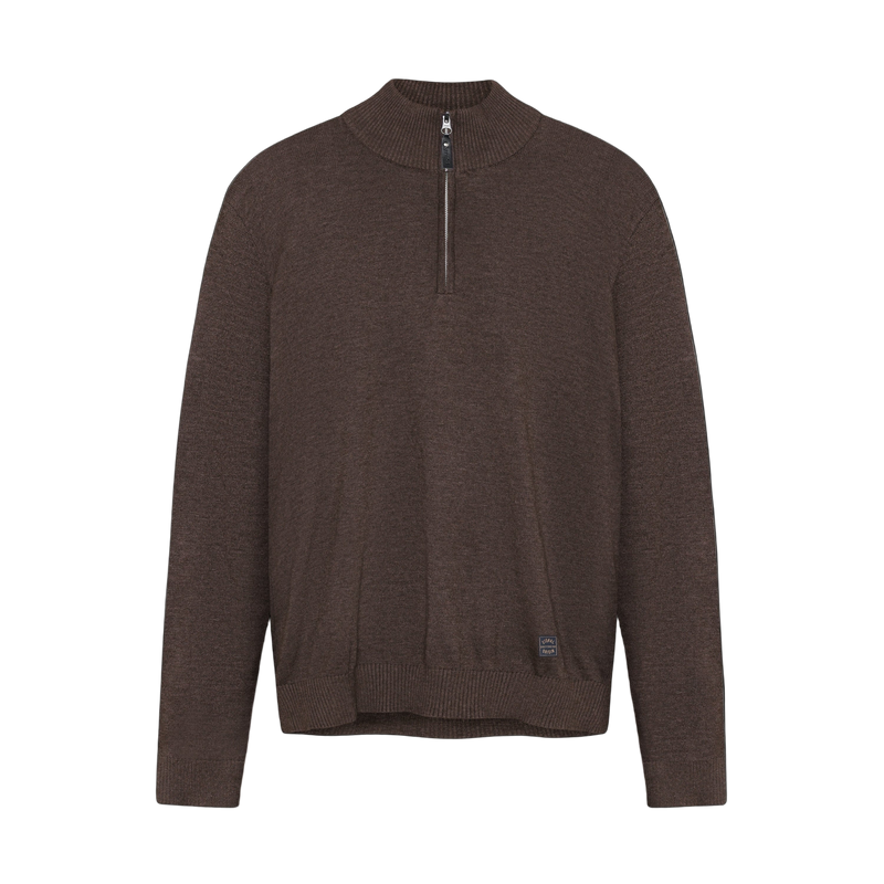 KlausSI Halfzip + Knit - Brown Bark melange
