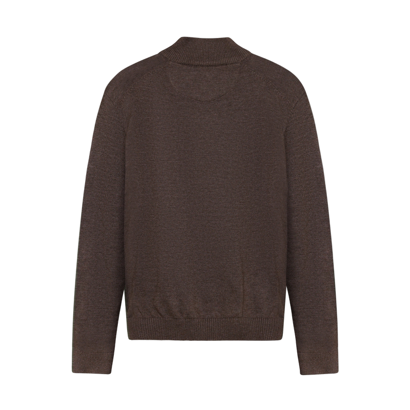 KlausSI Halfzip + Knit - Brown Bark melange