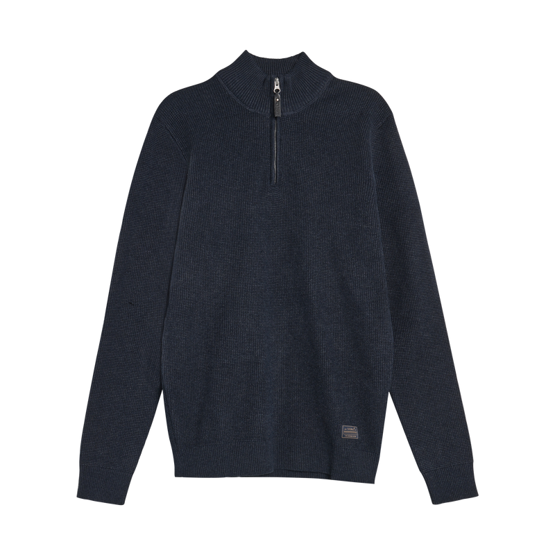KeanuSi Structure Halfzip + Knit - Deep Marine Melange