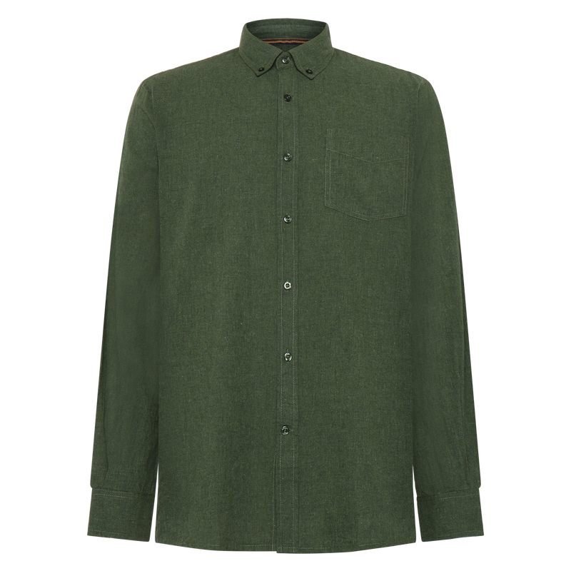 BendixSi Flannel L/S Shirts - Beluga green melange