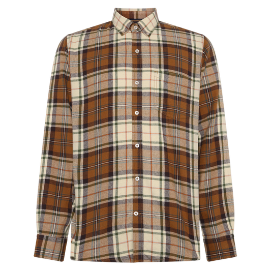 BruceSi Check + L/S Shirts - Brown Otter