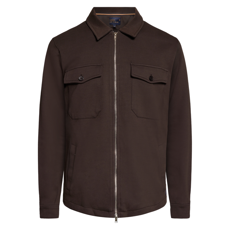 BertleSi Zip Overshirt Sweatshirt - Brown Bark