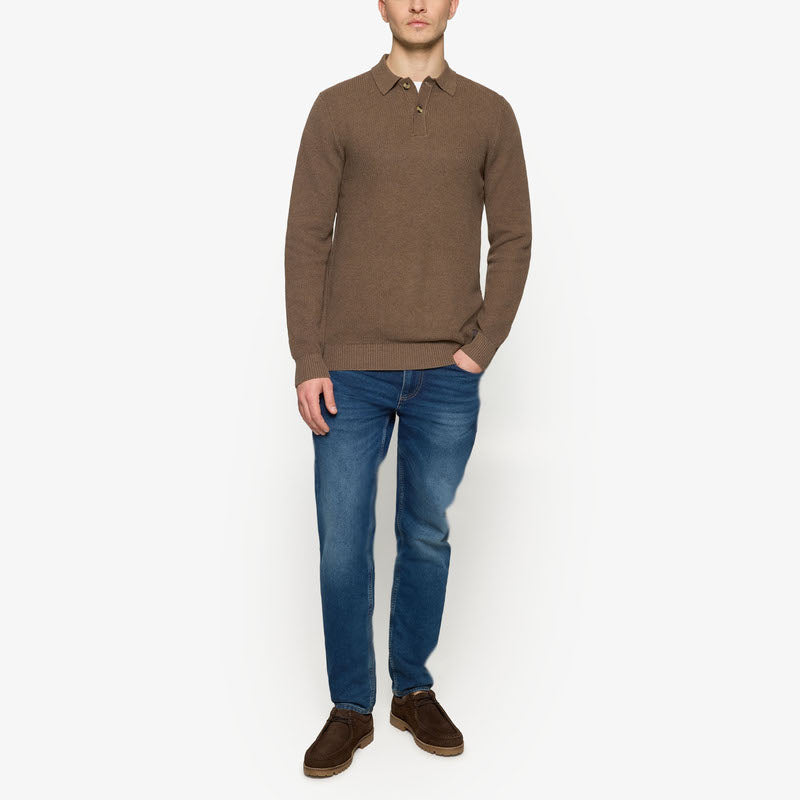 KlasSi Structure Polo + - Cocoa Brown Melange