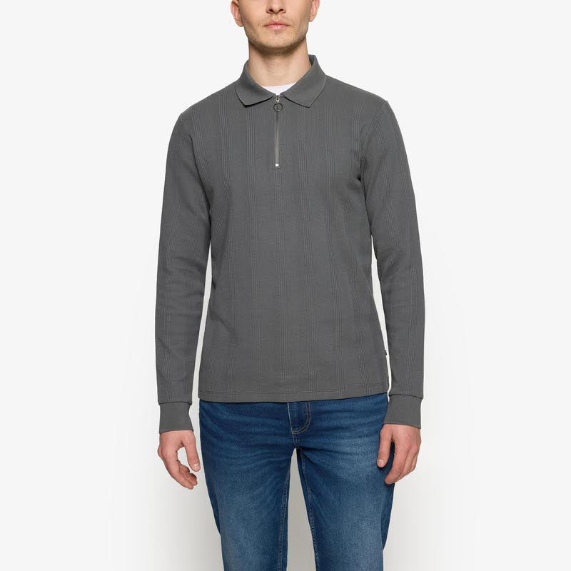 PittSi Structured Zip Polo - Shadow grey