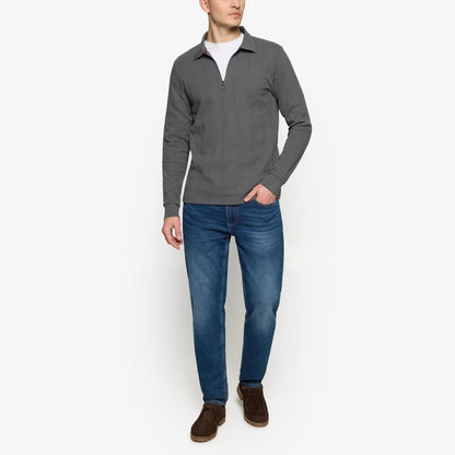 PittSi Structured Zip Polo - Shadow grey