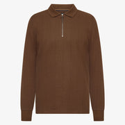 PittSi Structured Zip Polo - Cocoa Brown