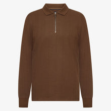 PittSi Structured Zip Polo - Cocoa Brown