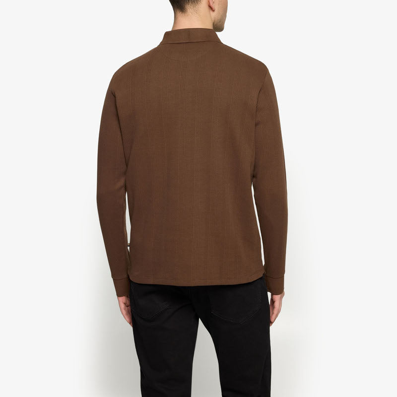 PittSi Structured Zip Polo - Cocoa Brown