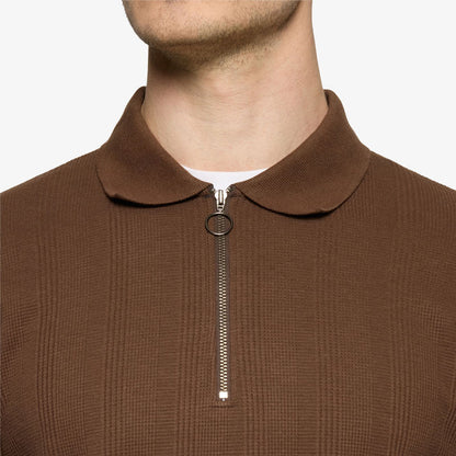 PittSi Structured Zip Polo - Cocoa Brown