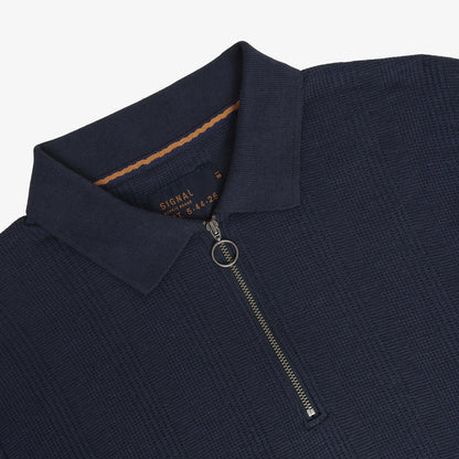 PittSi Structured Zip Polo - Deep Marine