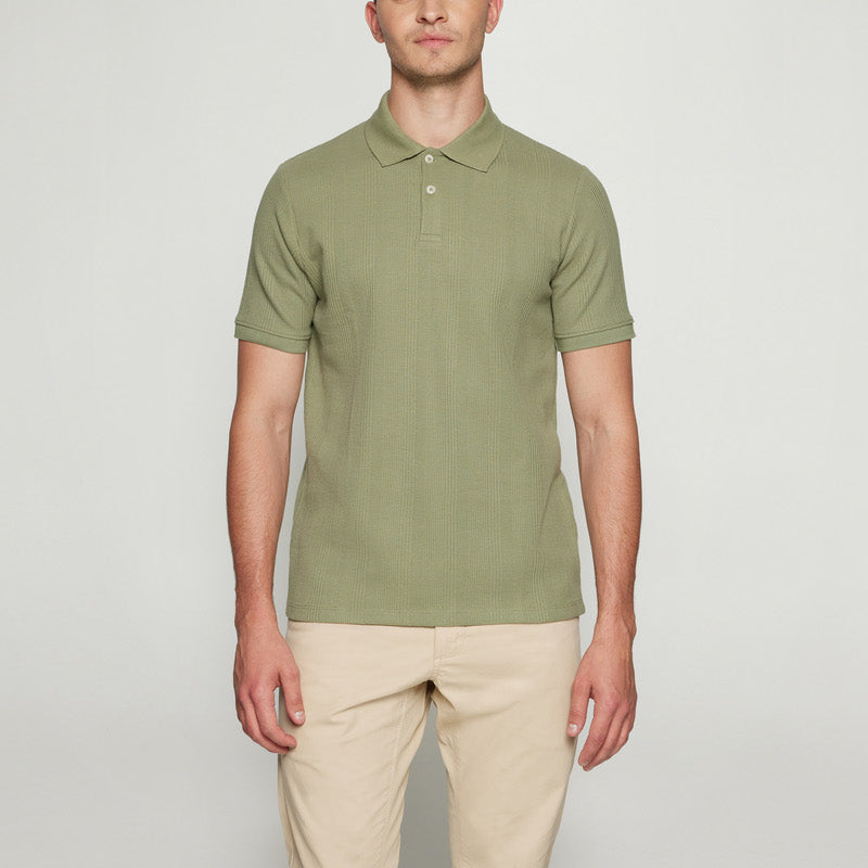 OlauSi Structured Polo - Oil Green