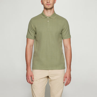 OlauSi Structured Polo - Oil Green