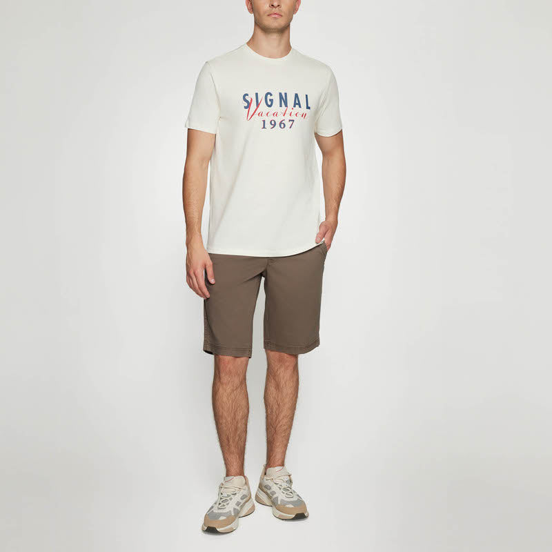 FinnSi Front Print Tee + - Ecru Vapor