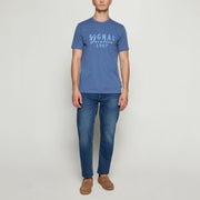 FinnSi Front Print Tee + - True Blue Melange