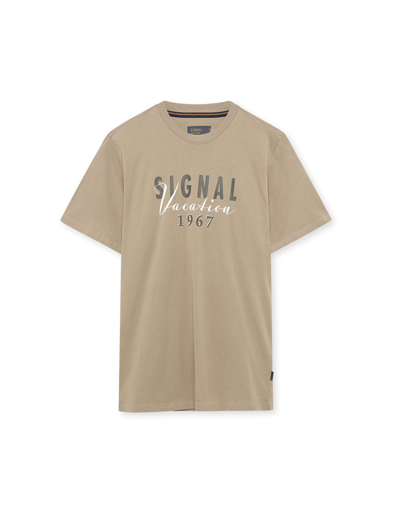 FinnSi Front Print Tee + - Savana Sand