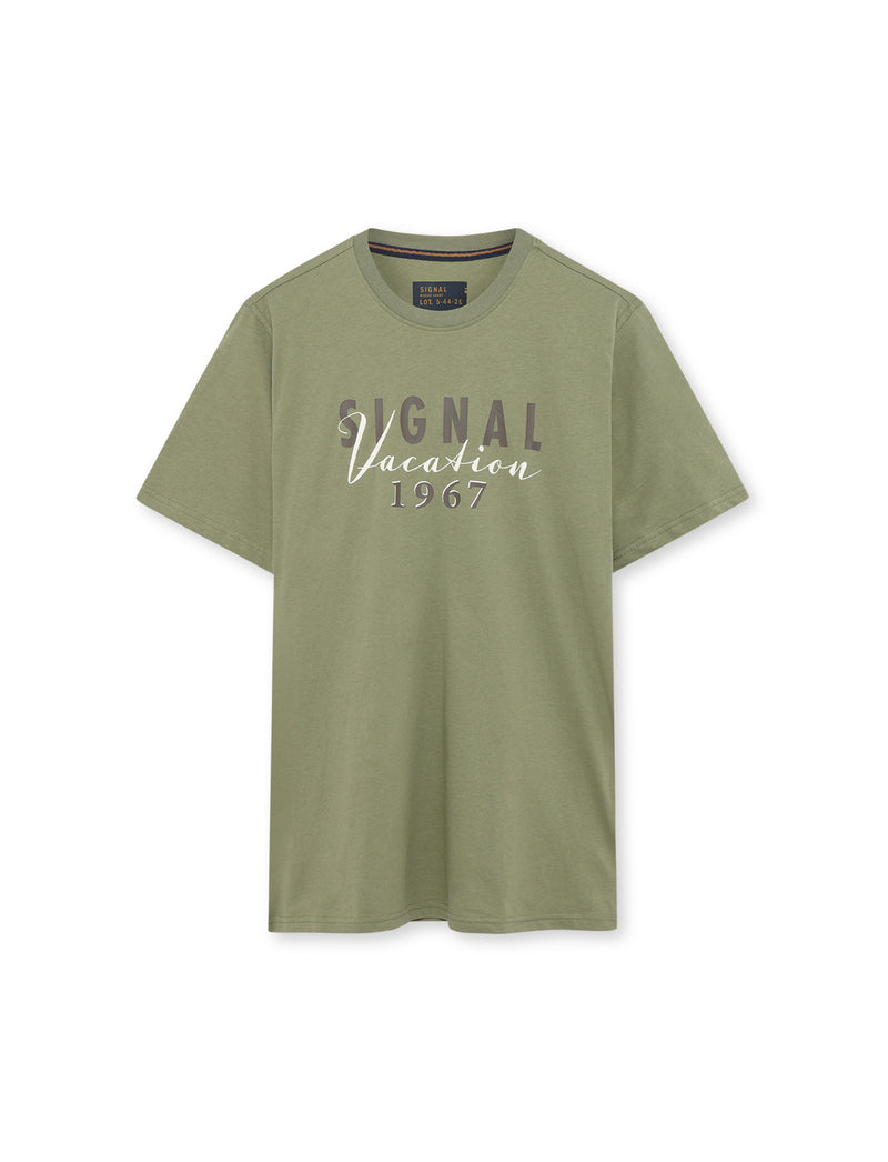 FinnSi Front Print Tee + - Oil Green