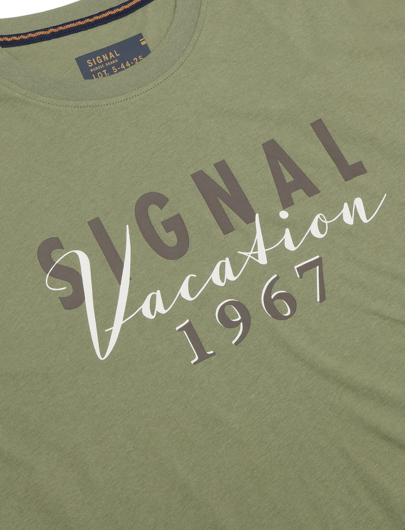FinnSi Front Print Tee + - Oil Green