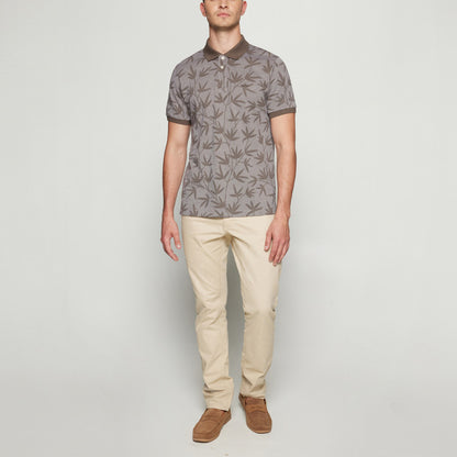 EfronSi Jaquard Pattern Polo - Espresso