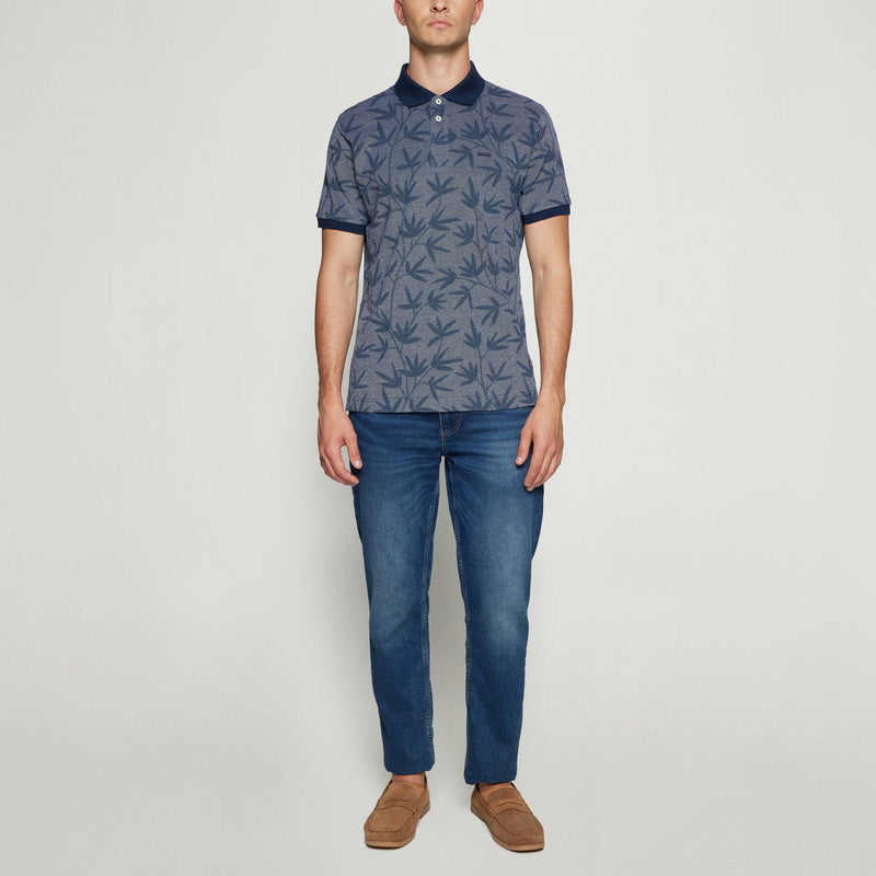 EfronSi Jaquard Pattern Polo - Blue Captain