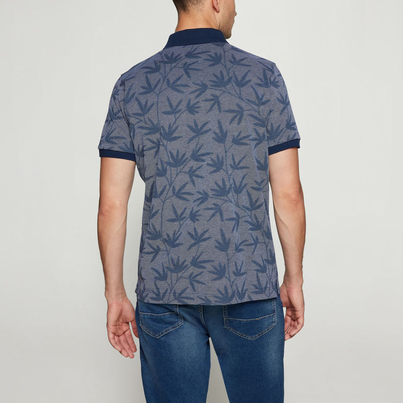 EfronSi Jaquard Pattern Polo - Blue Captain