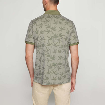 EfronSi Jaquard Pattern Polo - Oil Green