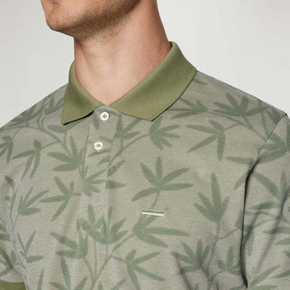 EfronSi Jaquard Pattern Polo - Oil Green