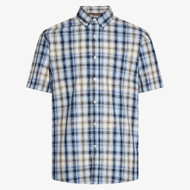 GianSi Slub Check SS - Blue Captain