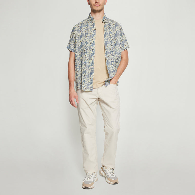 GusSi Linen/cotton Print - Blue Captain