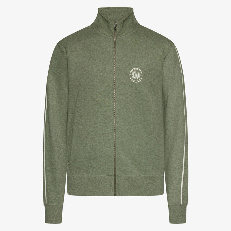 MattsSi Zip Sweat Cardigan - Oil Green Melange