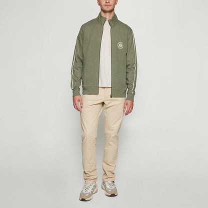 MattsSi Zip Sweat Cardigan - Oil Green Melange
